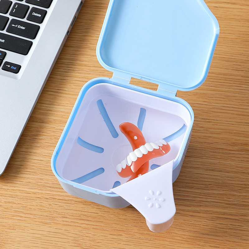 Caja de dentaduras caja de dentadura de limpieza de almacenamiento de dentadura de ancianos caja de almacenamiento de dentaduras caja de limpieza caja de taza de dientes
