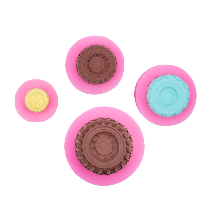 Neumático de coche fondant molde de silicona decoración de la torta de chocolate molde de hornear mesa de postre europeo decoración en stock