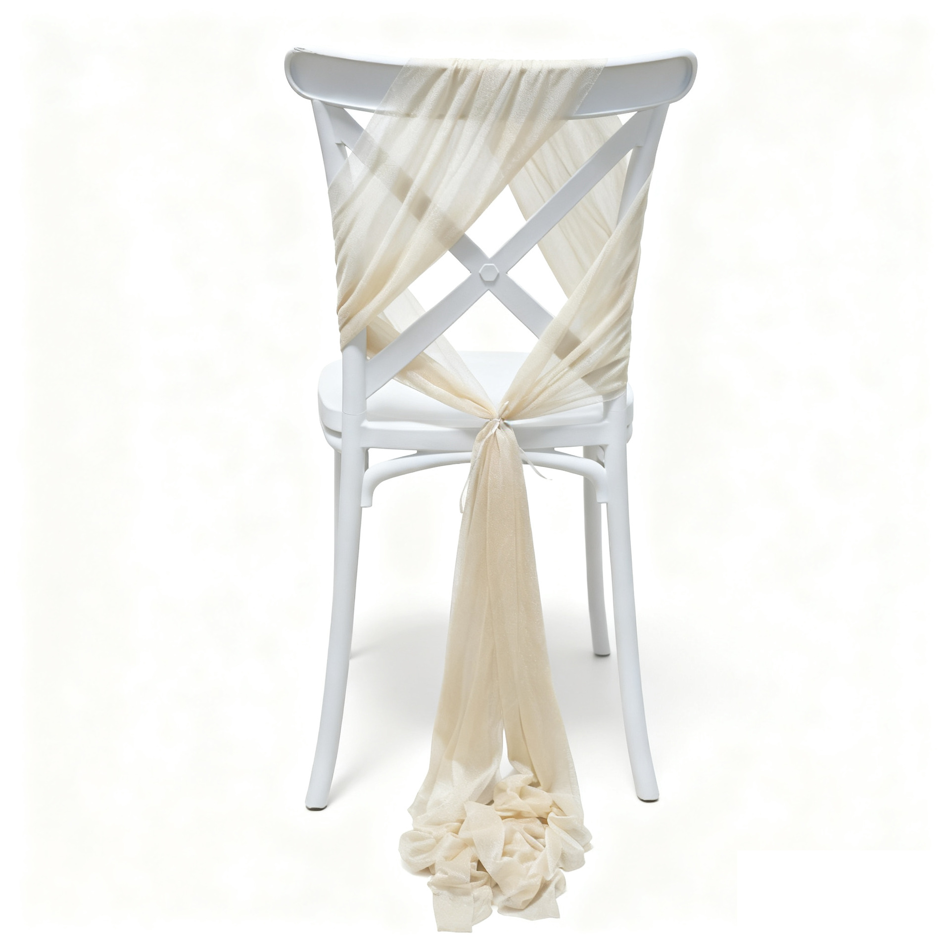 Sillas de belleza de tela cortina decoración de bodas de hotel cubierta de sillas de seda de bodas de chiffon correa