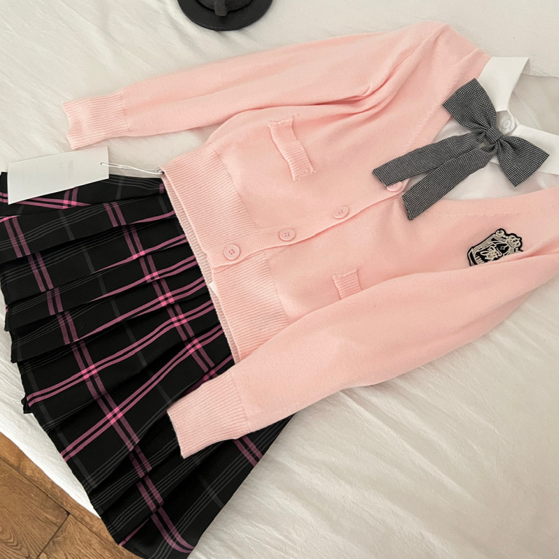 【东京女大】日式JK学院风开衫+衬衫+半裙制服套装|undefined