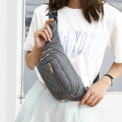  New Men's and Women's Waist Bags Korean Version Embroidery Thread One-Shoulder Crossbody Bag Outdoor Sports Multi-Function Chest Bag Manufacturer Wholesale