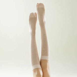 Split-Toe (Tabi) Calf Socks, Women's Summer Mesh Knee-High, Cotton Blend, Size 35–40
