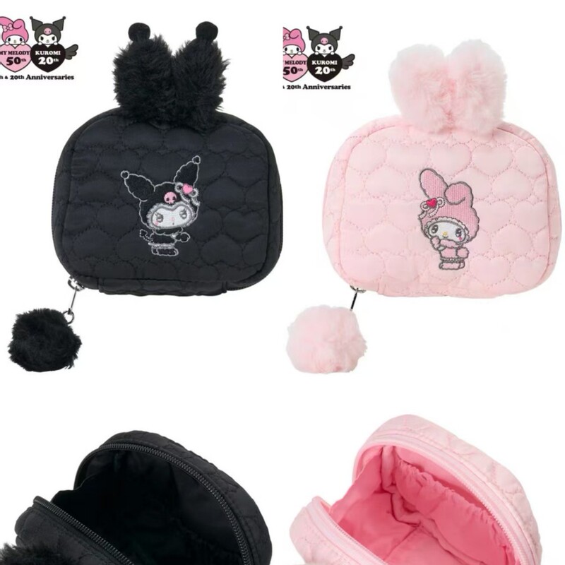Factory Direct Supply of New Meile Kuromi Bunny Sisters Storage Bag Pink Cosmetic Bag Black Coin Purse in Stock Factory Direct Supply of New Meile Kuromi Bunny Sisters Storage Bag Pink Cosmetic Bag Black Coin Purse in Stock