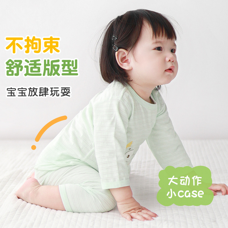Baby summer set de aire acondicionado de algodón para niños delgados de verano para niños niñas de manga media para niños pequeños ropa de bebé dividida