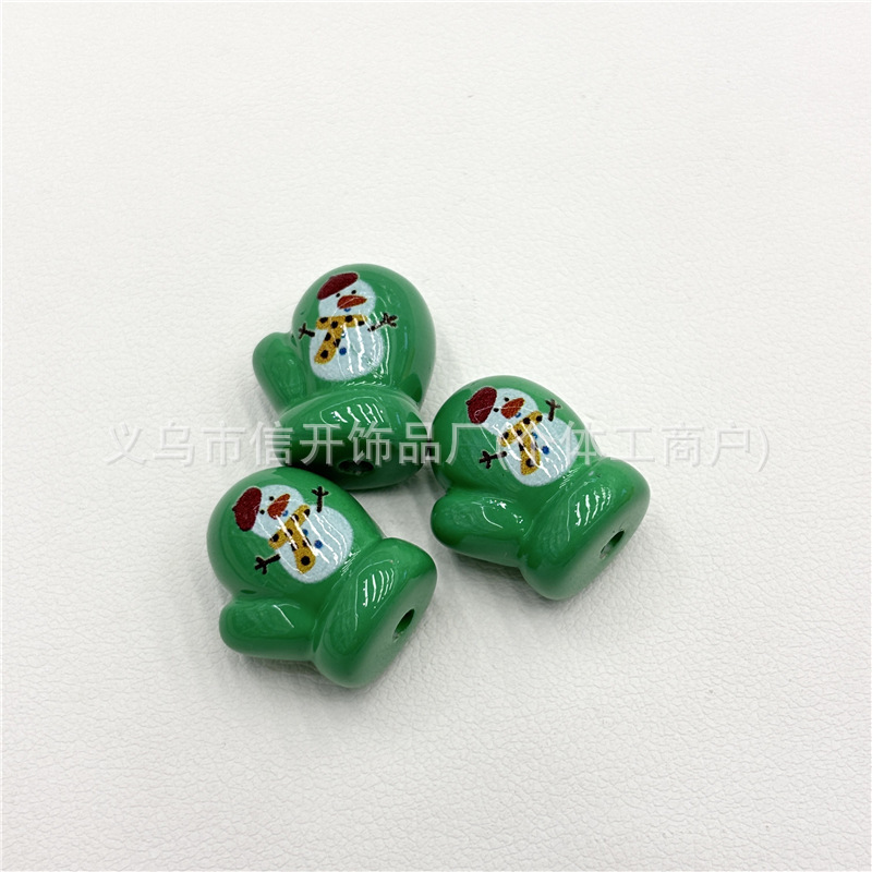 通孔烤漆圣诞系列手套串珠笔配件 手机钥匙链包挂diy手工饰品材料|undefined