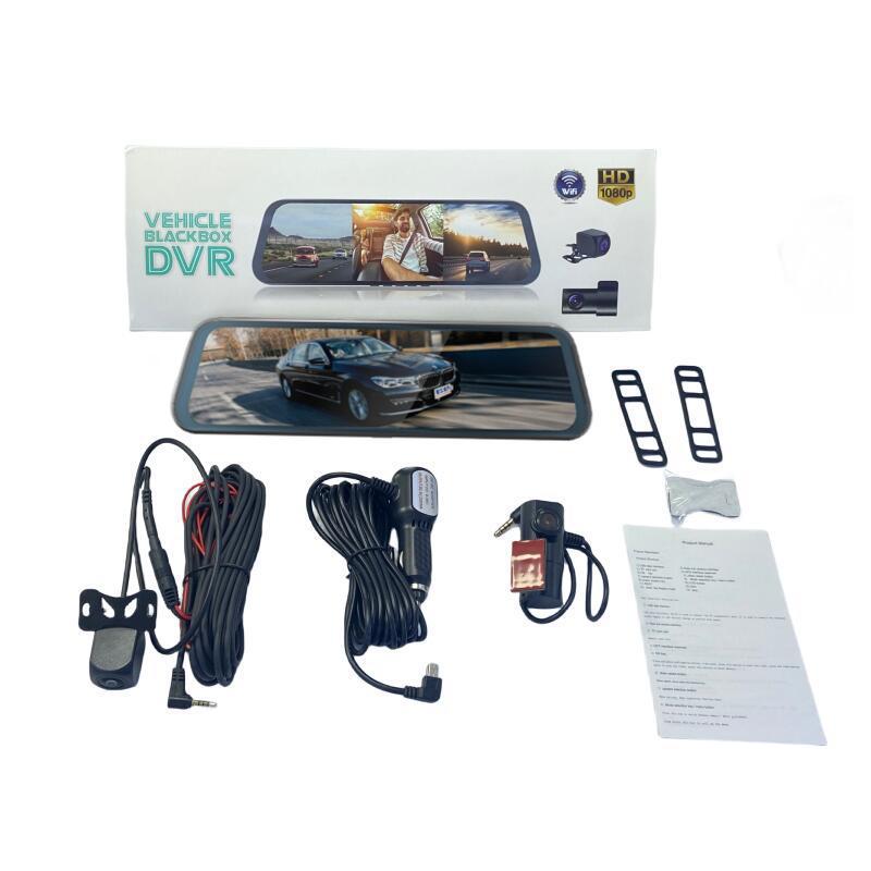 Driving Recorder 10inch Streaming Media Rearview Mirror Three-Way Reversing Image Wifi Mobile Phone Interconnection Hd Night Vision
