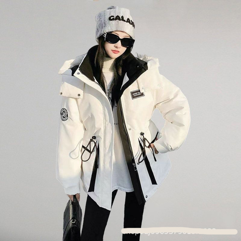 Elite winter small keep warm trench coat with down with hood