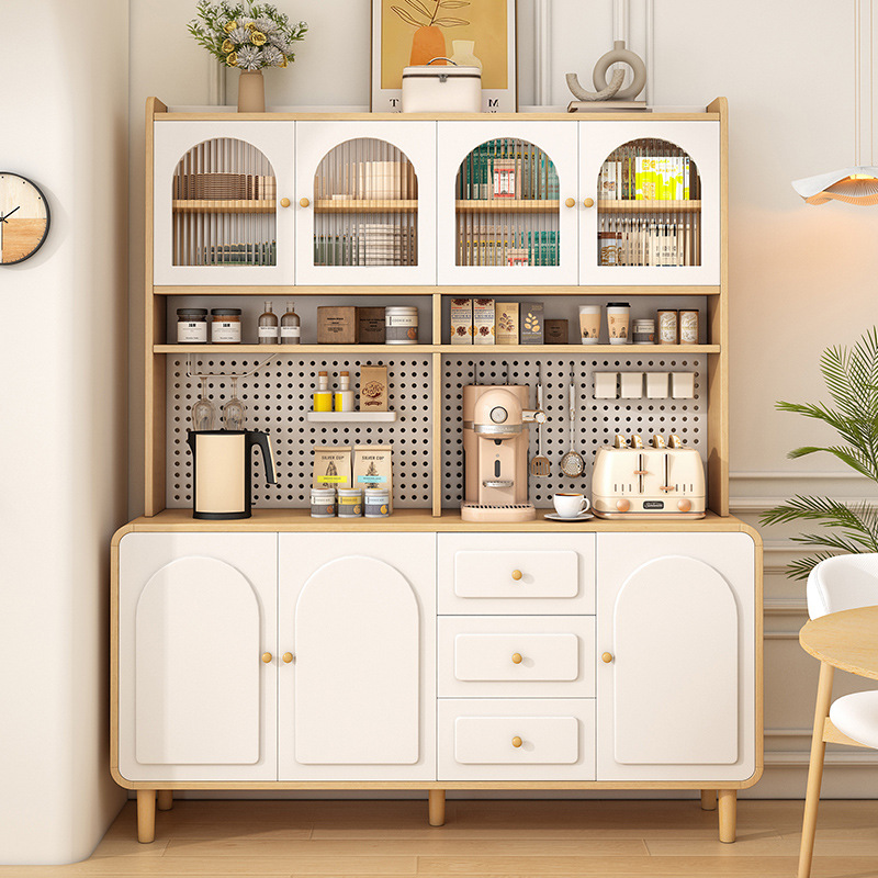 Log Cream Style Dining Side Wall Integrated Storage Kitchen Guest Restaurant Multi-Functional Storage Wooden Storage Cabinet