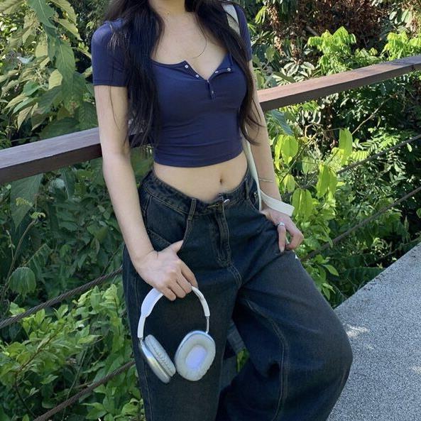 Sexy Spice Girl Short Tight Navel-exposed Short-sleeved T-shirt Women's Summer Slim-fit Niche Slimming All-match Small Top