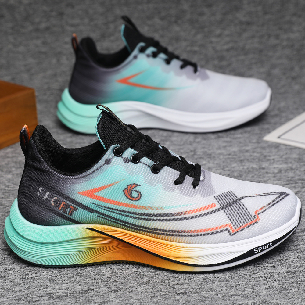 Zapatos de hombre comercio exterior al por mayor color a juego moda tendencia zapatos para correr Zefei tejido transpirable suela gruesa zapatos deportivos ligeros y cómodos para hombres