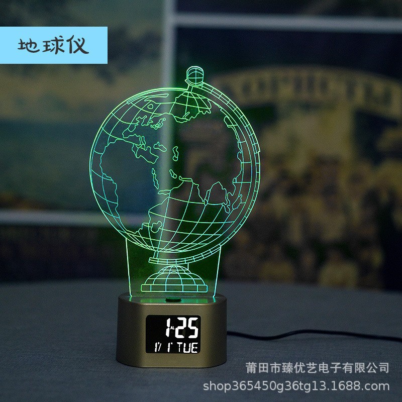 Reloj despertador infantil 3D creativo de venta caliente, luz nocturna multifunción, reloj electrónico de regalo, venta directa de fábrica