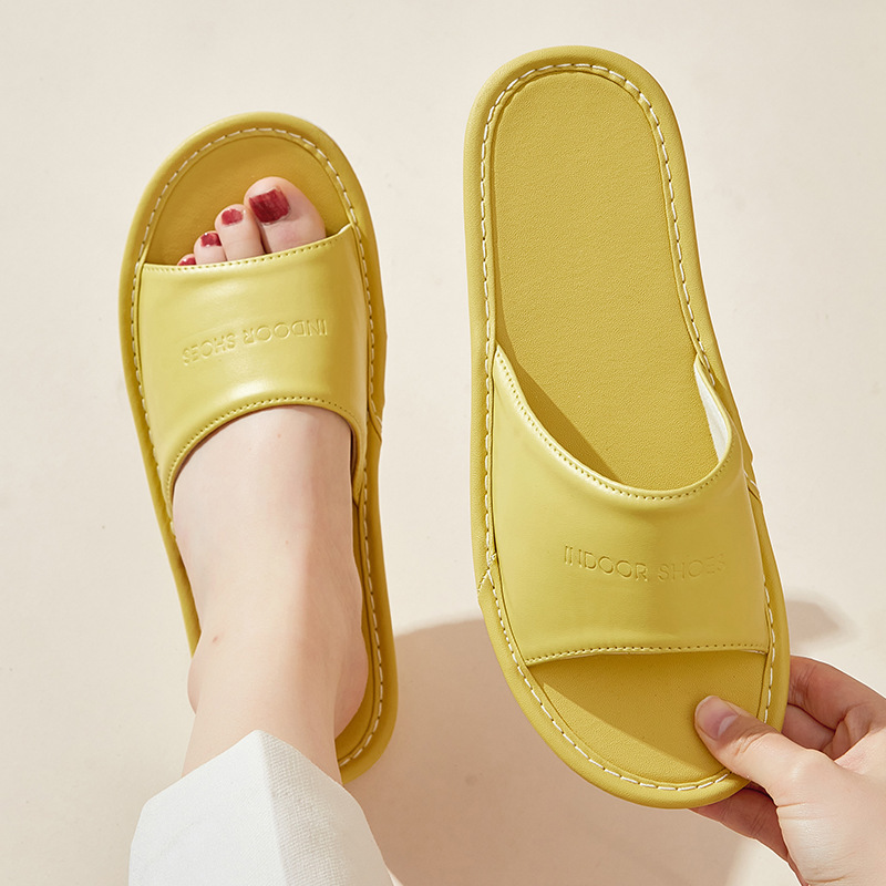 皮のスリッパの女性の家の卸売りの室内の滑り止めの美容院の軽くて豪華な高級感の皮革の冷たいスリッパの男性の夏の家庭用|undefined