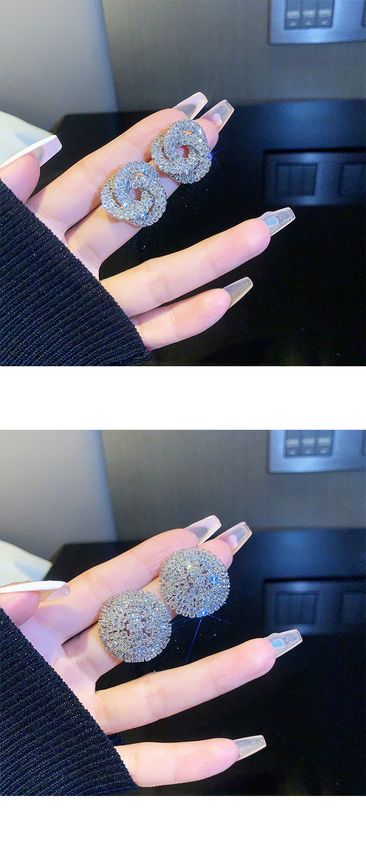 Retro full diamond long tassel earrings for women in Europe and America, exaggerated temperament, earrings, high-end feeling, light luxury earrings_voghion.com