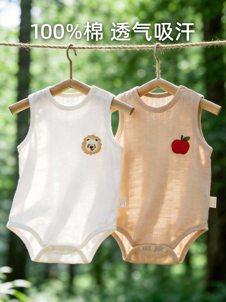 Children's summer thin cotton bodysuit sleevless for new born