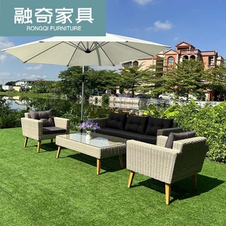 户外沙发花园庭院别墅藤编沙发室外海边酒店防晒防水休闲藤椅组合