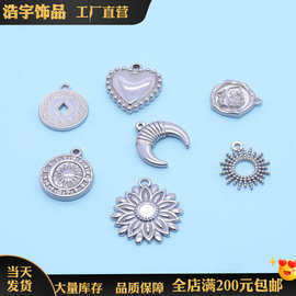 厂家直销不锈钢油压玫瑰花星星月亮吊坠手工挂件耳环手链饰品配件
