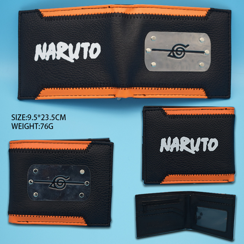 Naruto periferia billetera, Naruto Sasuke, cuatro generaciones de billetera roja, billetera corta, monedero de cambio de piel PU.