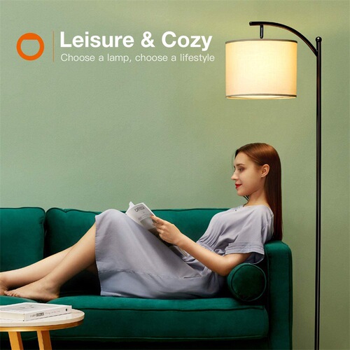 Bedroom floor lamp fishing lamp American retro minimalist creative study fabric three-color changing light living room floor lamp