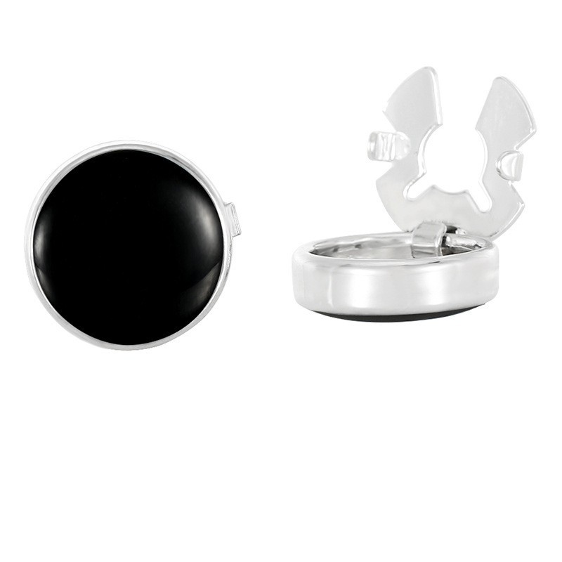 nya produkter kreativa mode platta oljedroppsmanschettknappar mångsidiga enkla metallkoppar enfärgade manschettknappar klädaccessoarer_voghion.com