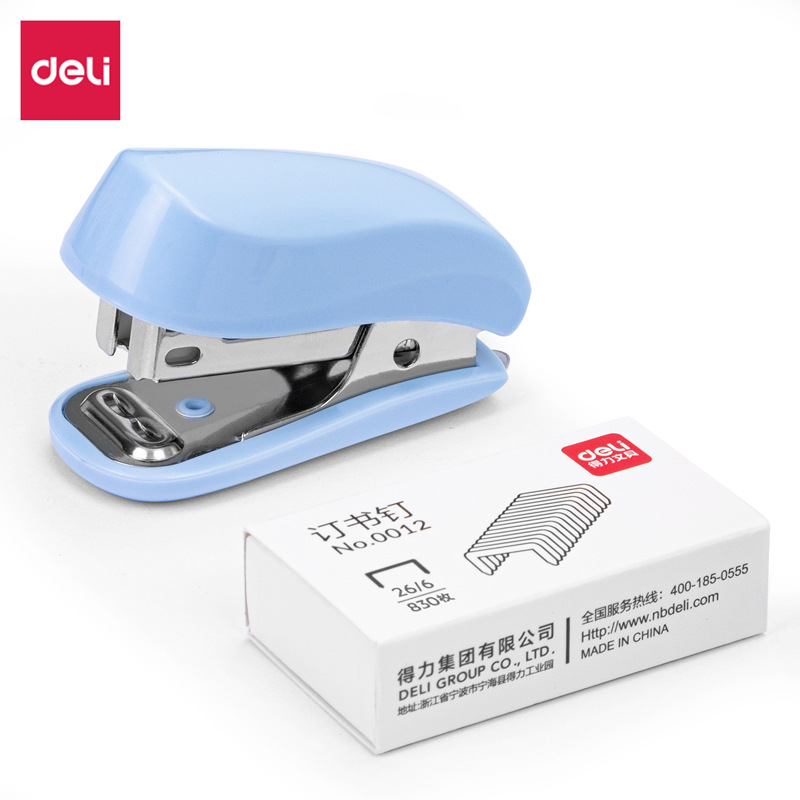 Deli Stationery Children's Cartoon Small Stapler Student Mini Small Stapler Stapler Set Wholesale