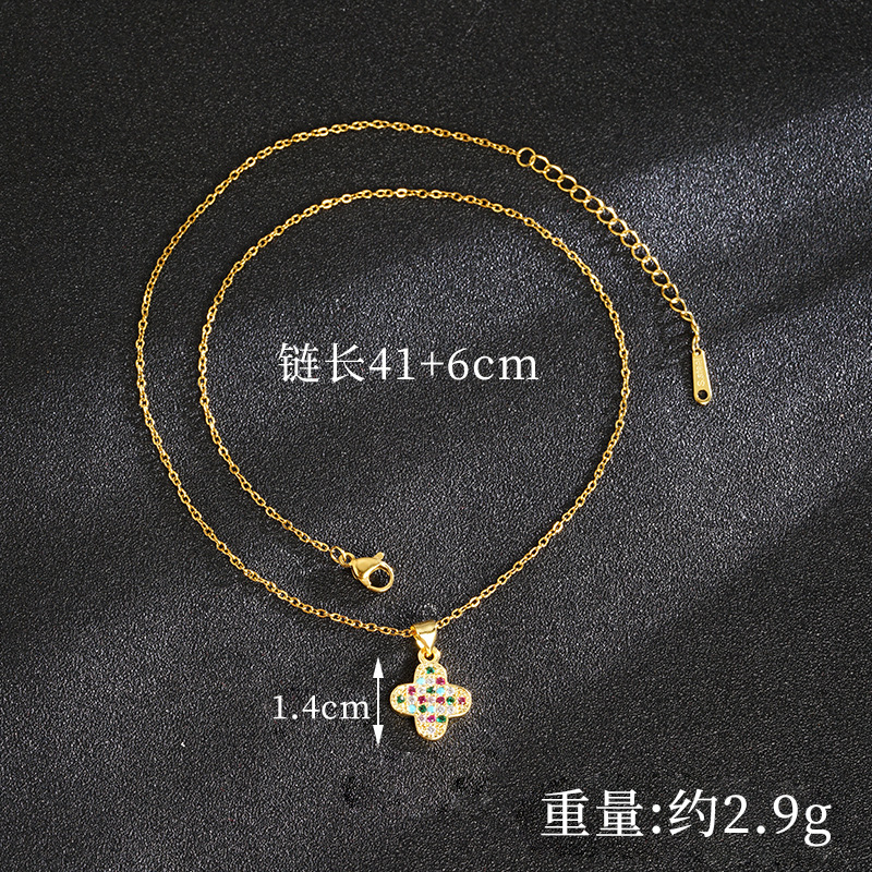 Moda de oro de arena de Vietnam, color de lujo ligero, incrustaciones de diamantes, collar de flores de cuatro hojas, pendientes, joyas transfronterizas para mujeres que no se desvanecen durante mucho tiempo