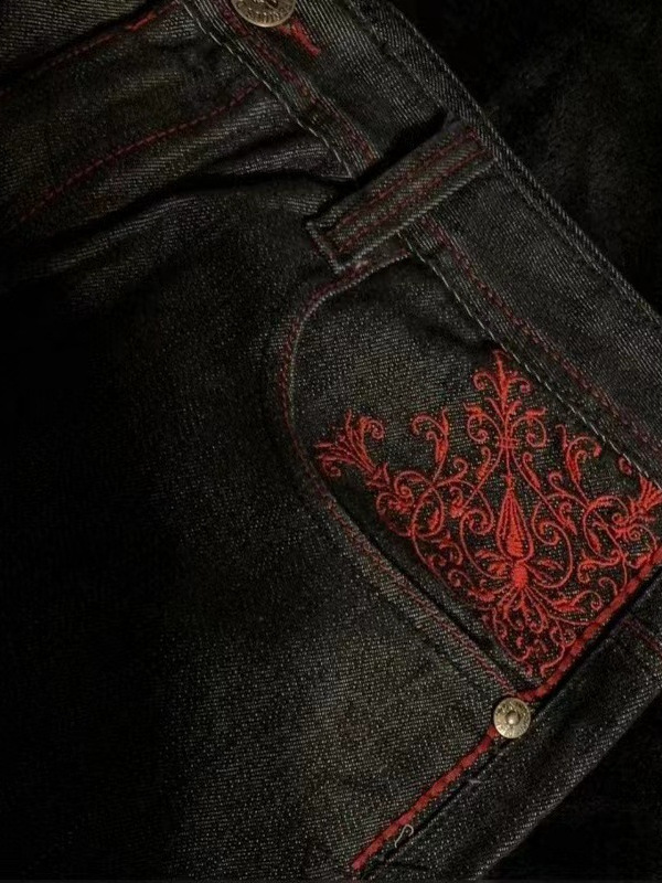 クロスボーダーメーカー直販アメリカンレトロ刺繍トレンディブランドヒップホップストリートワイドレッグハイウエストジーンズカジュアルで多用途|undefined