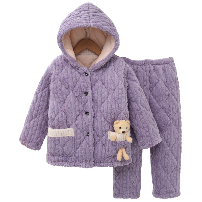 Pyjama chaud en molleton pour enfants filles et garçons_voghion.com