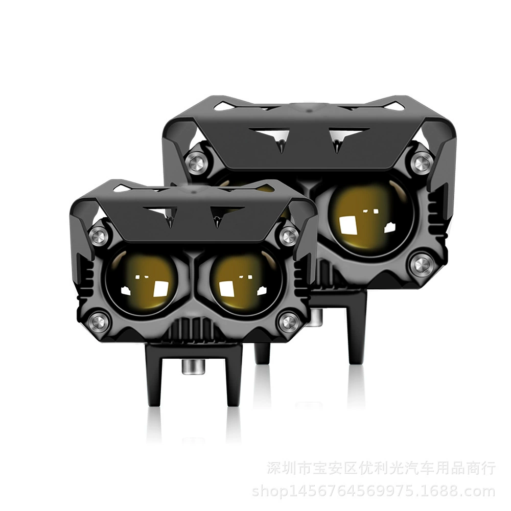 Новый Автомобильный светодиодный прожектор, двухцветные линзы, дальний и ближний свет, внедорожник, модифицированные внешние Автомобильные фары, мотоциклетный светодиодный прожектор