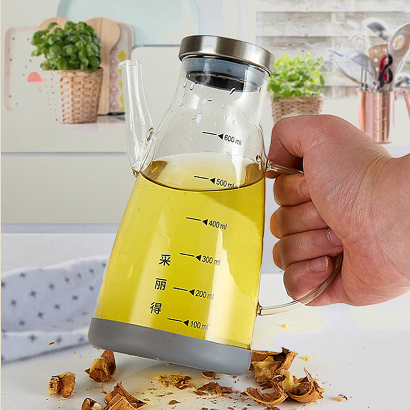 高硼硅玻璃控油瓶家用油壶 600ml/1000ml 厨房酱油醋瓶耐高温防漏|undefined