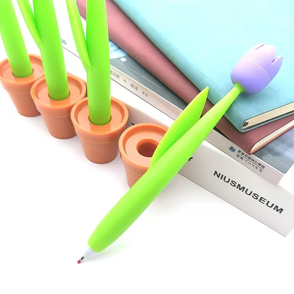 Pen New Tulip Desk Pen 0.5mm Neutral Pen Core Simulation Flower Shape Gift Pen Creative Desktop Pen Wholesale