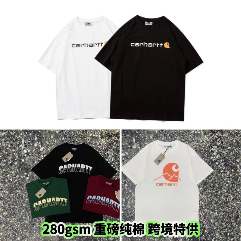 280Gsm Heavyweight Pure Cotton Trendy Brand Carhartt Short-Sleeved T-Shirt Printed High-Quality Loose Tee for Men and Women Carhartt