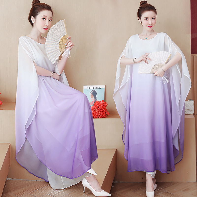 2023 Trendy Fashion Retro Large Size Women's Long Zen Dance Dress Fairy Elegant Robe Tea Zen Dress Trendy