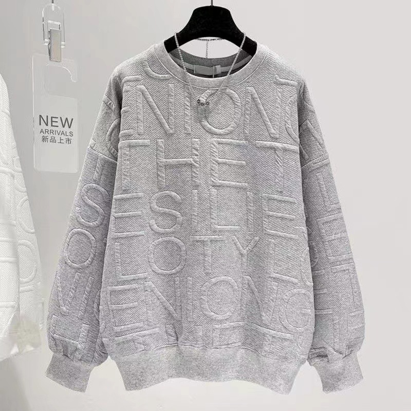 Original quality autumn lazy style jacquard letter sweater women's loose mid-length top thin coat fashion