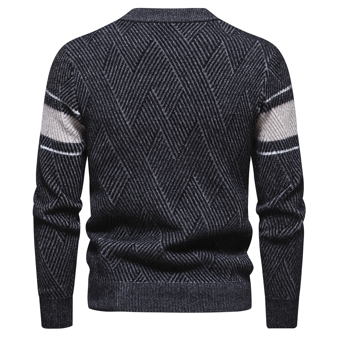 Men's Knitwear Round Neck Casual Pullover Colour Block Sweater_voghion.com