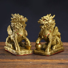 Copper unicorn ornaments pair brass unicorn copper wealth unicorn copper crafts gifts manufacturers wholesale