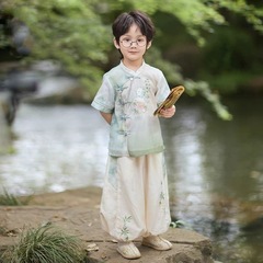 2025 新しい男の子と子供の漢服男の子夏幼稚園中国風スーツ日常男の子新しい中国風唐スーツ