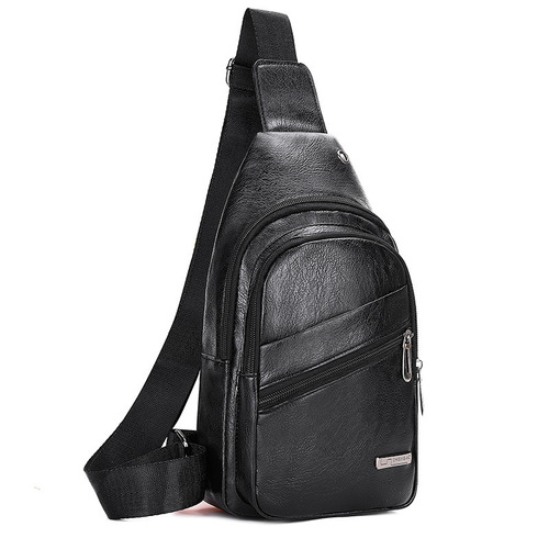 Cross-border foreign trade trend new men's chest bag cross-body bag PU leather material fashionable casual mobile wallet supply source distribution