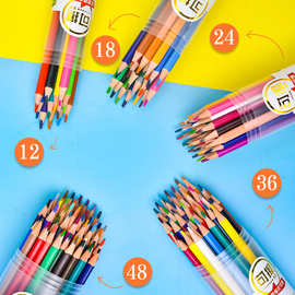 可擦彩色铅笔三角杆彩铅48色12儿童小学生涂鸦绘画笔文具批发塑料