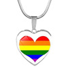 Rainbow necklace heart shaped for beloved, glossy fashionable pendant, sweater, accessory, with gem, Birthday gift, wholesale