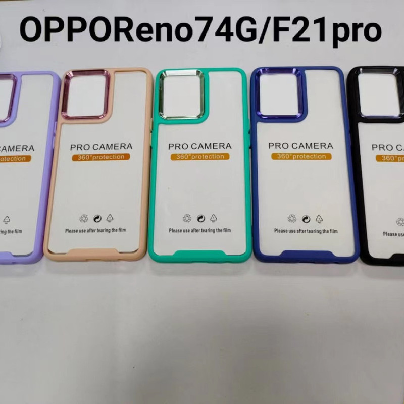 Transparent acrylic large hole electroplated metal lens for OPPO model RENO 74g color frame phone case Transparent acrylic large hole electroplated metal lens for OPPO model RENO 74g color frame phone case