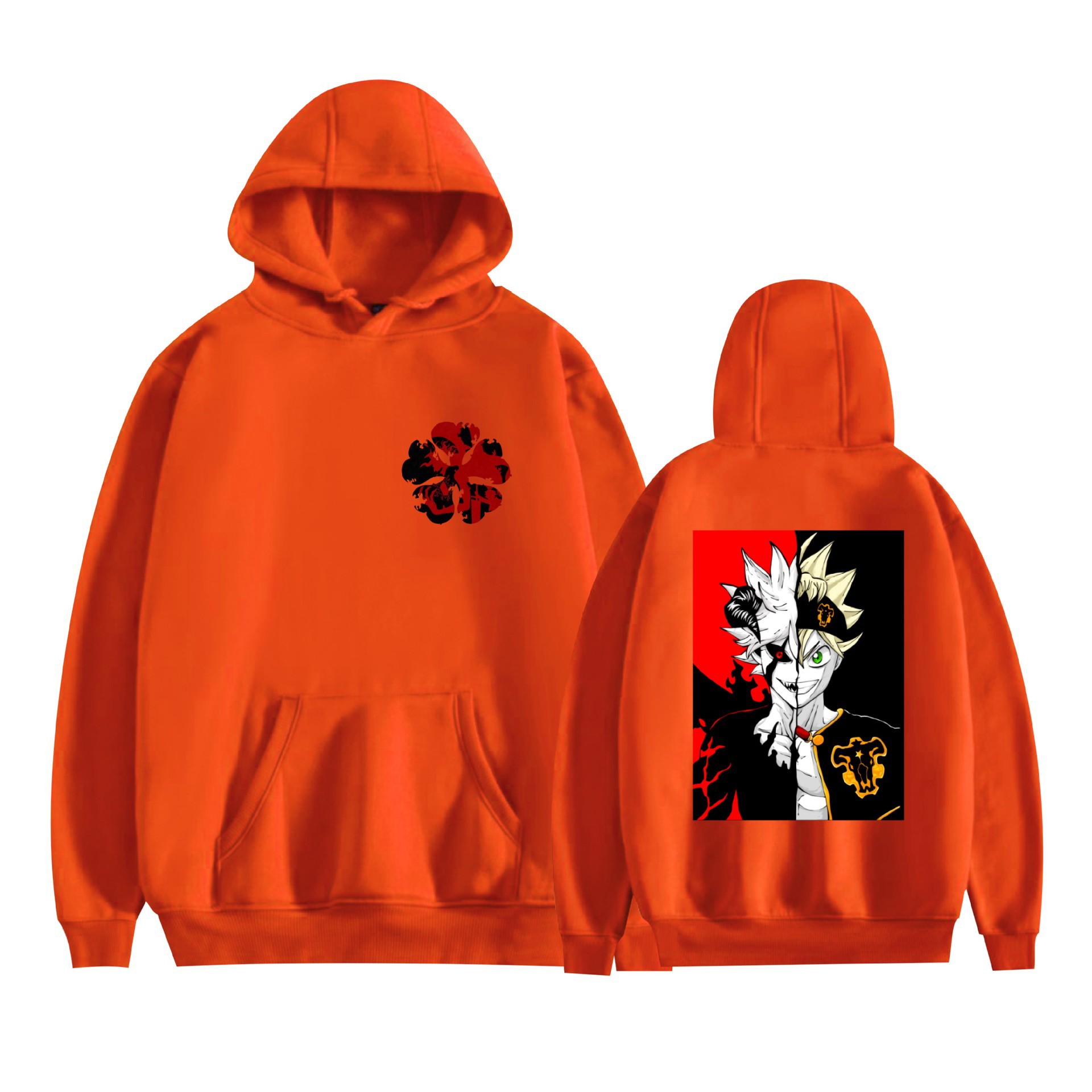 Trébol de cuatro hojas negro nuevo transfronterizo Black Clover animación periféricos hombres y mujeres suéter con capucha suelto casual