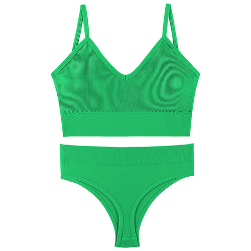 Women's bra without steel ring push-up sexy beautiful back bottoming underwear set thin triangle cup sports vest bra