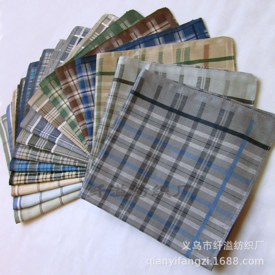 纯棉手帕亚马逊格子手帕38CM 经典怀旧老人手巾全棉方巾15个花式