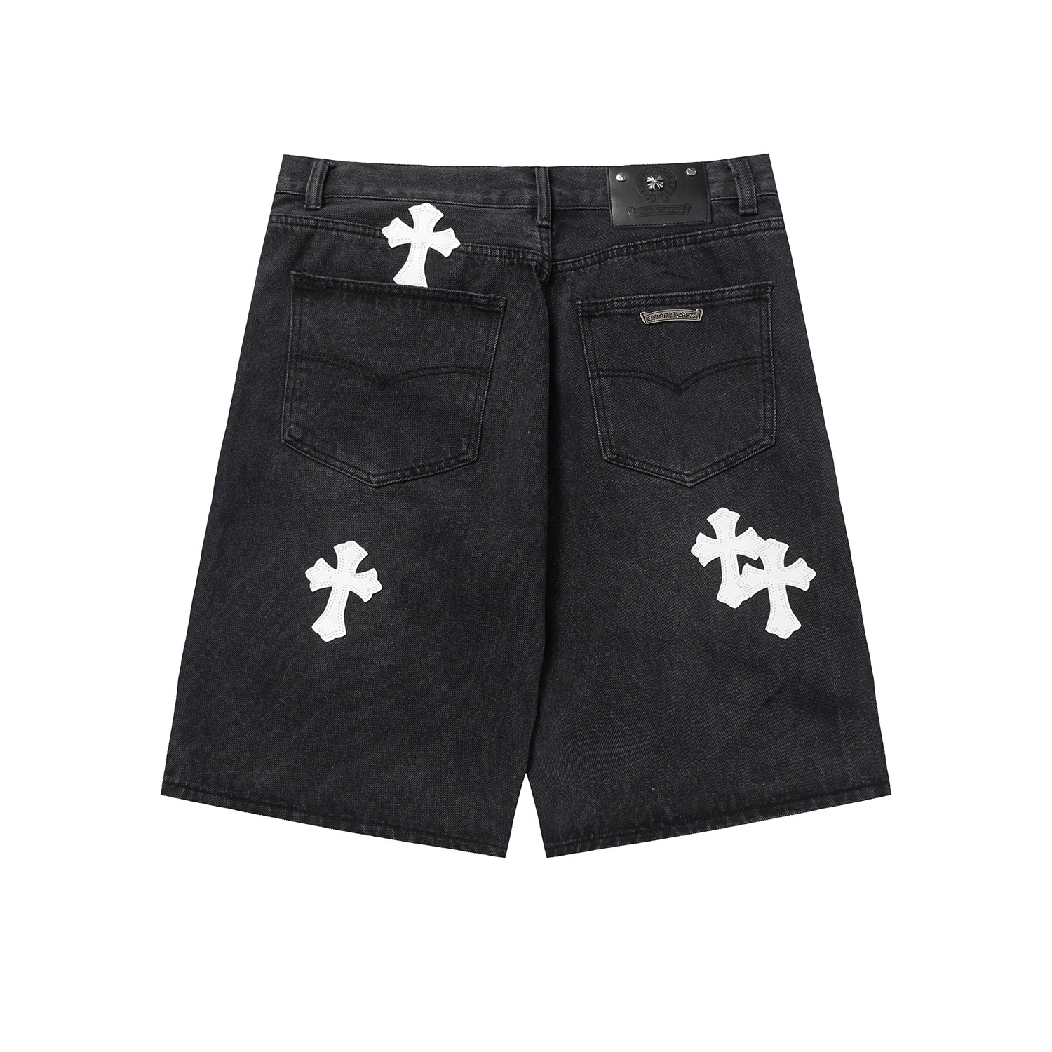 Унисекс шорты в стиле Chrome Hearts из денима, принт крест, размеры 28–36
