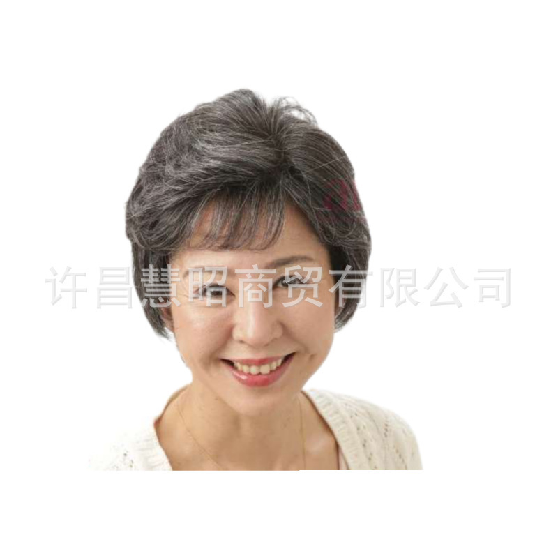 中高年向けウィッグ、白髪補充用ヘアピース、頭頂部カーリングヘアピース、ふわふわショートカーリーヘア、白髪用パーマカバー|undefined