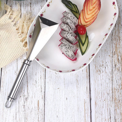 Triangular fruit carving knife household stainless steel apple push knife chef fruit platter artifact food carving mold