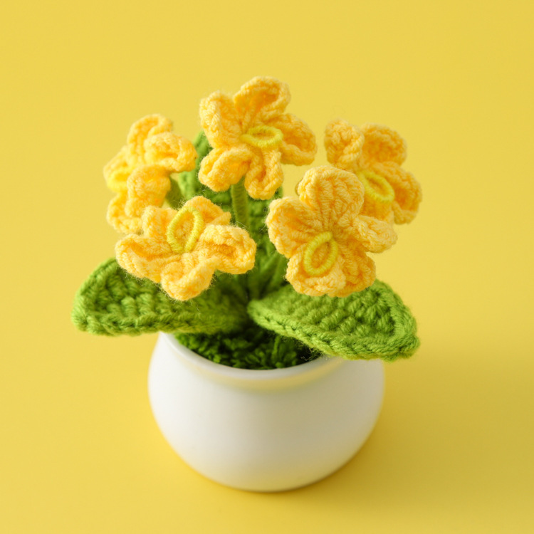 [완성된 작은 흰색 화분] 5 꽃 노란색 물망초