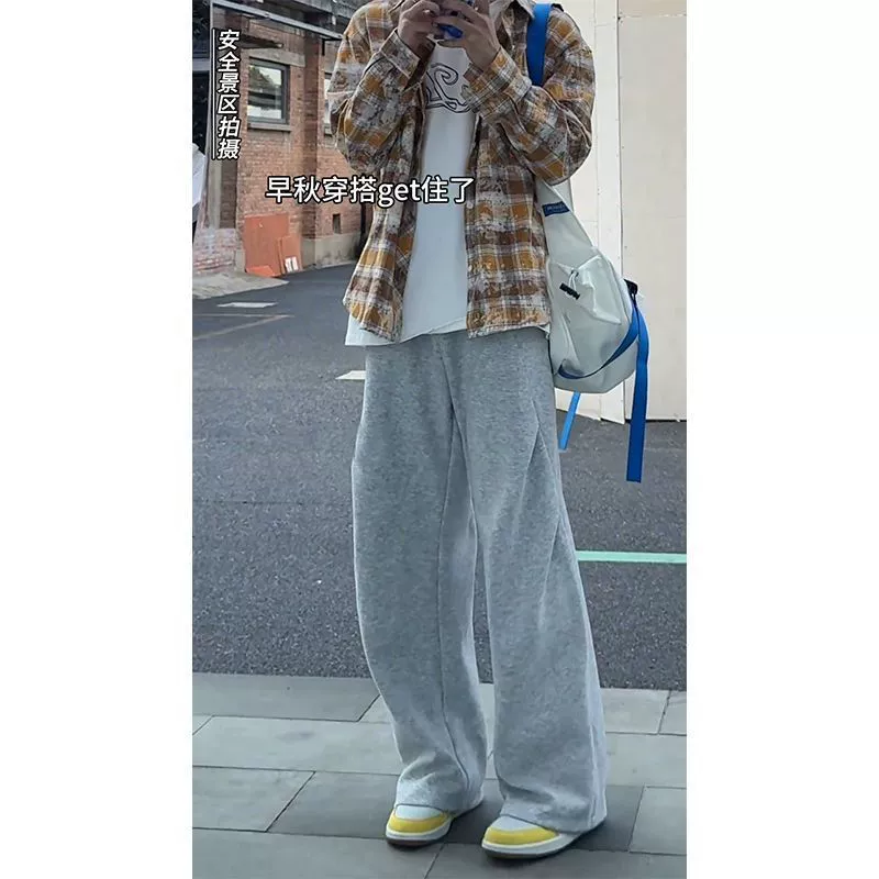 Осенние брюки для мужчин и женщин для отдыха, американский стиль, свободный прямой покрой