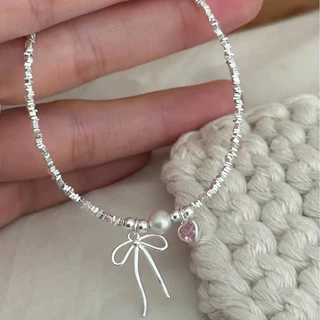 碎银子蝴蝶结爱心手链女气质轻奢小众高级感甜美可爱少女感手饰