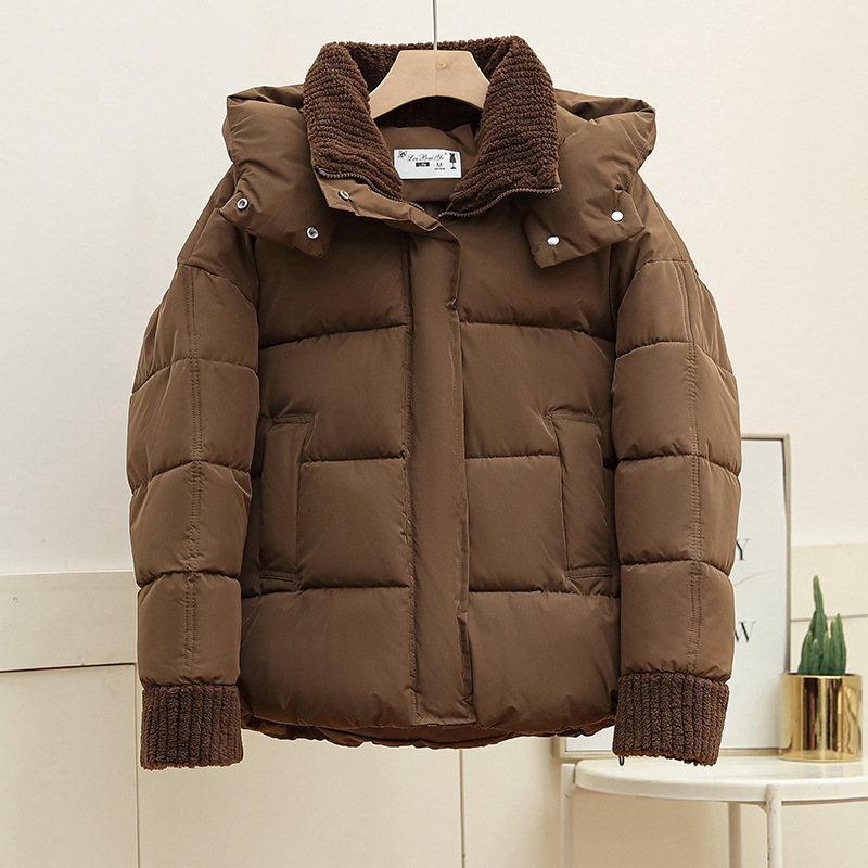 2024 ropa de algodón de pluma para mujeres corto nuevo hombre pequeño estilo coreano suelto ropa de pan de moda ropa de algodón transmisión en vivo de la marea del comercio exterior